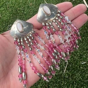 Vintage 925 Sterling Western Barbie Statement Earrings